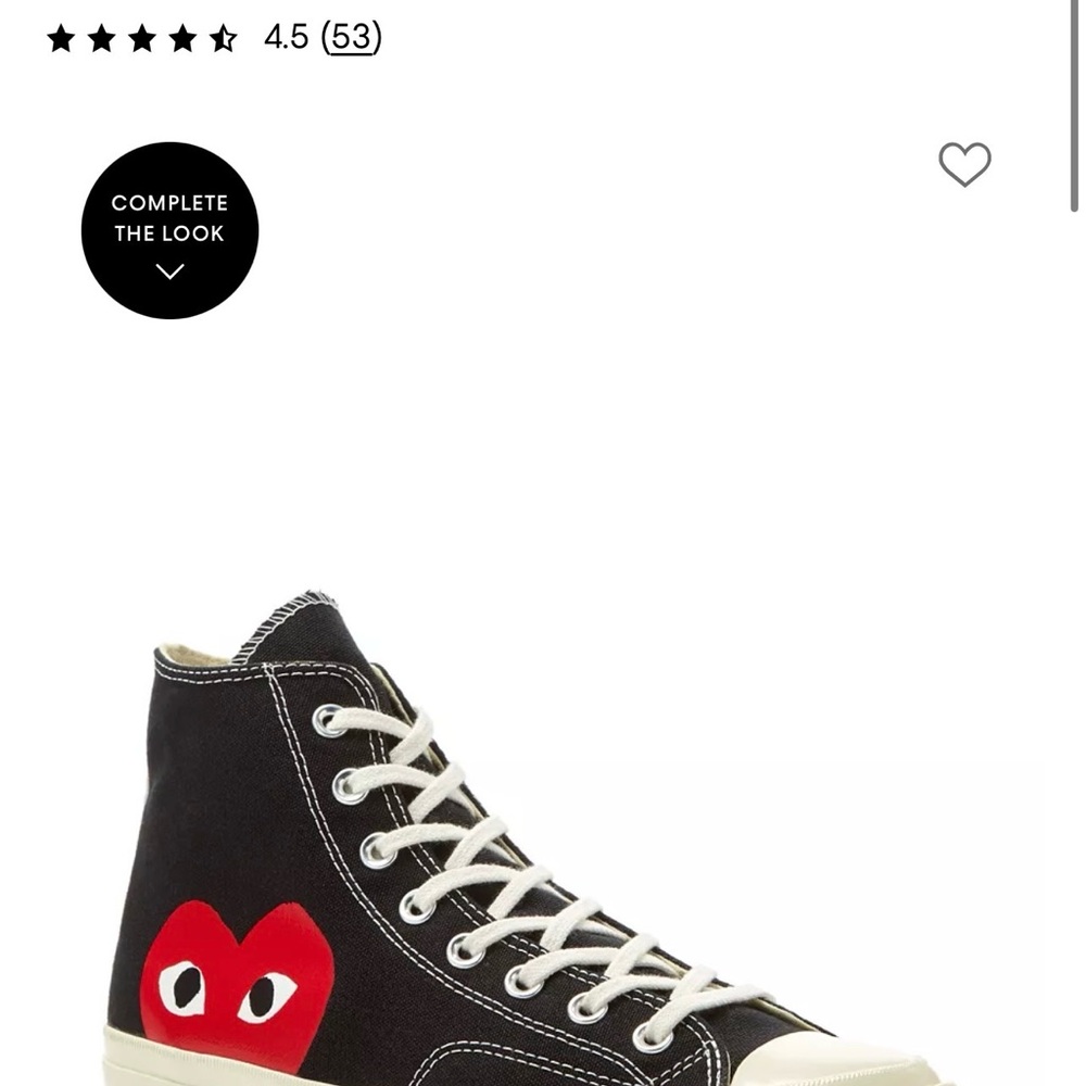 Converse High-Top Sneakers in Black, White, and Cream with Red Heart Accent